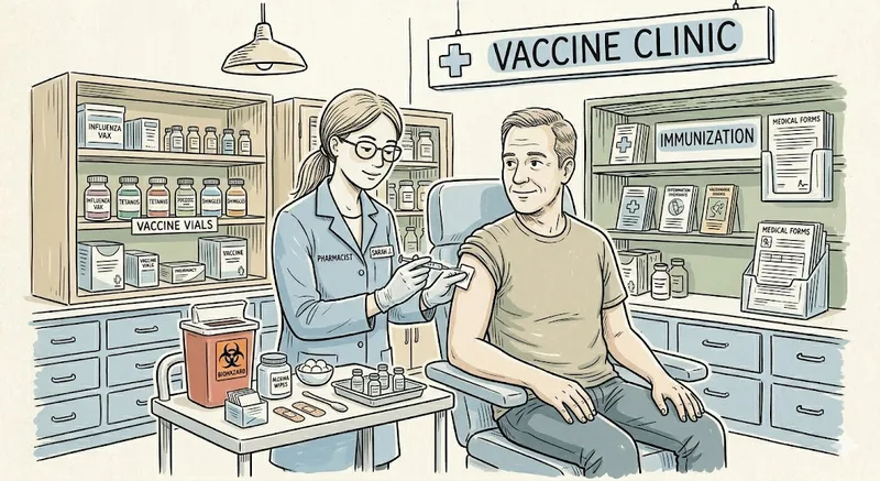 Pharmacist administering a vaccine to a patient